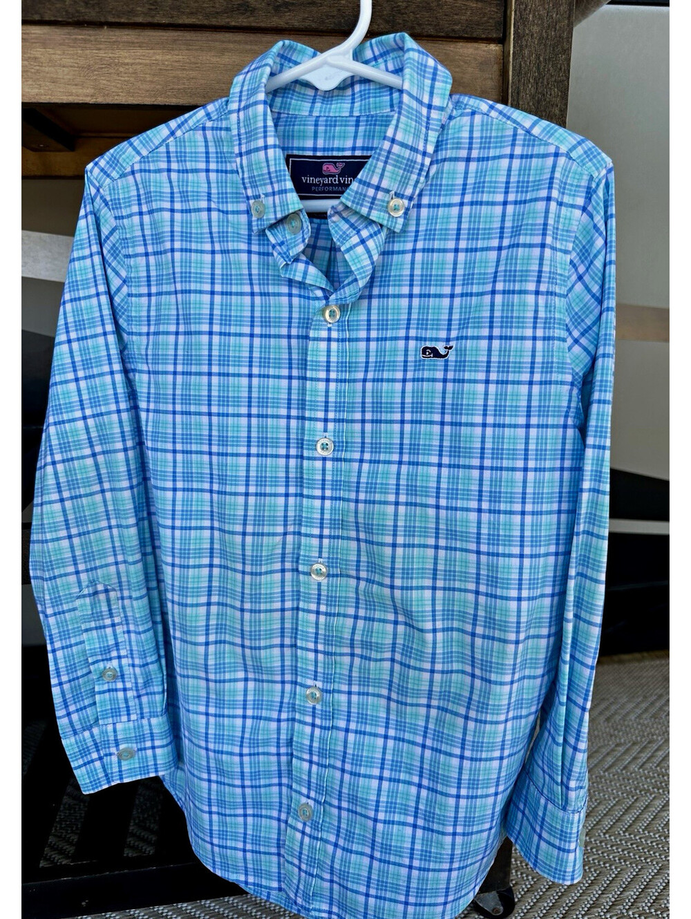 Boys Vineyard Vines Performance Stretch Plaid Button-Down Long Sleeve Shirt